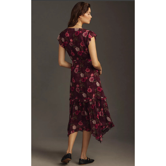 NWT PAIGE Terrazza Floral Silk Midi Dress - Size 10 - Picture 2 of 7